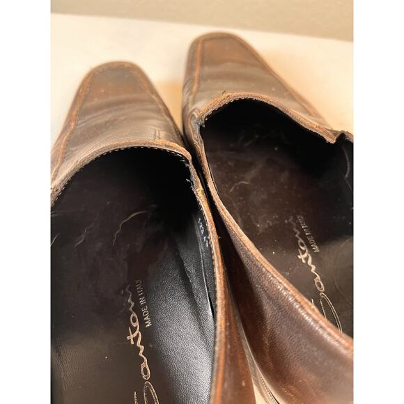 SANTONI Men's Dark Brown Leather Blaze Venetian Loafer Dress Shoe 9 US D - Picture 8 of 14